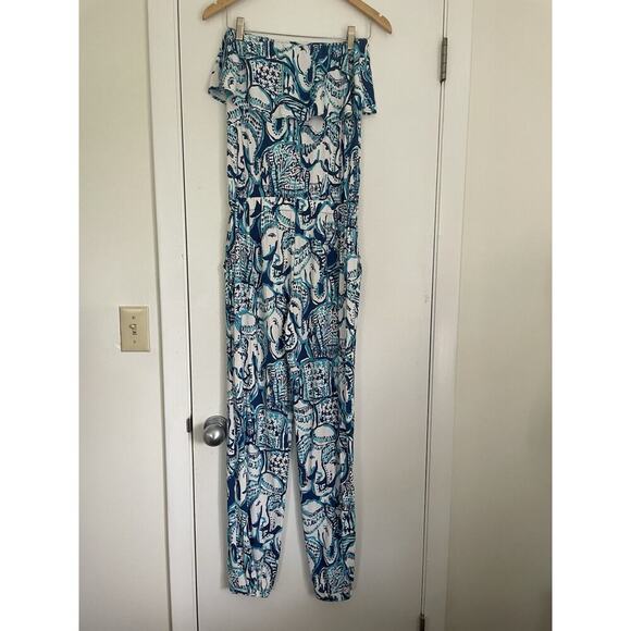 Lilly Pulitzer Ailsie Strapless Jumpsuit Romper Blue Keep On Trunkin Size Small - Picture 7 of 8